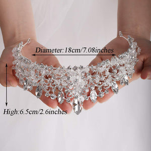 Floral Crystal Rhinestones Silver Tiara Crown