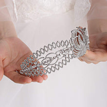 Load image into Gallery viewer, Floral Crystal Rhinestones Silver Tiara Crown