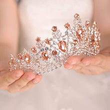 Load image into Gallery viewer, Champagne Pink Rhinestones Vintage Tiara Crown
