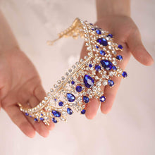 Load image into Gallery viewer, Blue Rhinestones Vintage Tiara Crown