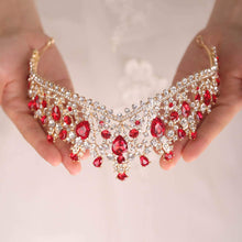 Load image into Gallery viewer, Red Rhinestones Vintage Tiara Crown