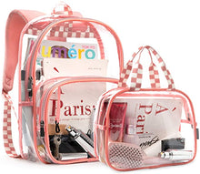 Load image into Gallery viewer, Durable Pink Clear Bookbags Transparent Backpack