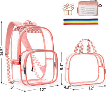 Load image into Gallery viewer, Durable Pink Clear Bookbags Transparent Backpack