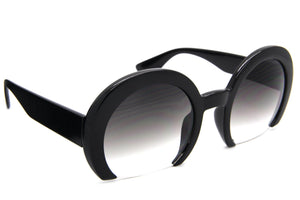 Cassidy Black Semi Rimless Oversized Round Sunglasses