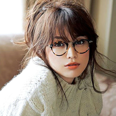Vintage Style Round Oval Black & Gold Clear Lens Eye Glasses
