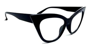 Black Oversized Cat Eye Shayla Style Designer Clear Glasses