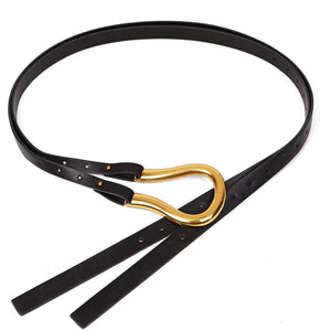 Gold Buckle Black Elastic Belt