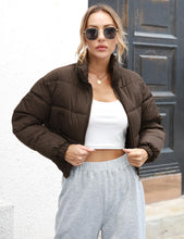 Load image into Gallery viewer, Brown Stylish Cropped Long Sleeve Puff Jacket