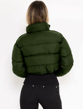 Load image into Gallery viewer, Stylish Army Green Cropped Long Sleeve Puff Jacket