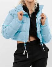 Load image into Gallery viewer, Blue Stylish Cropped Long Sleeve Puff Jacket