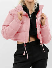 Load image into Gallery viewer, Pink Stylish Cropped Long Sleeve Puff Jacket