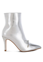 Load image into Gallery viewer, Capper Bow Detail Metallic High Ankle Boots