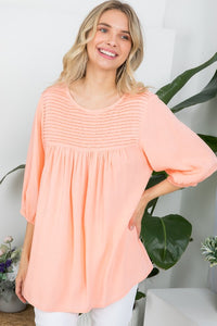 White Pinktuck Detail Tunic Blouses Top