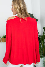 Load image into Gallery viewer, Plus Size Red Cut Out Loose Fit Top