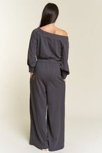 Load image into Gallery viewer, Plus Size Grey One Shoulder Terry Knit Jumpsuit