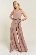 Load image into Gallery viewer, Plus Size Taupe Elastic Straped Tied Jumpsuit