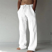 Load image into Gallery viewer, Men&#39;s White Lightweight Linen Drawstring Pants