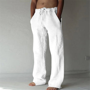 Men's Khaki Lightweight Linen Drawstring Pants