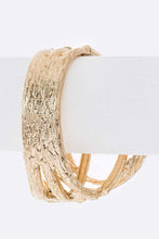 Load image into Gallery viewer, Gold Pearl Accent Oversize Textured Hinged Bangle