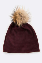 Load image into Gallery viewer, Faux Fur Pom Cotton Slouchy Beanie