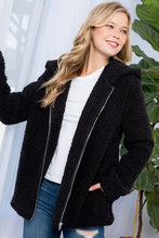 Load image into Gallery viewer, Sherpa Fur Black Hoodie Jacket