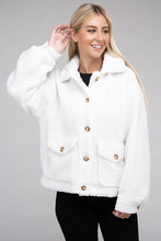 Load image into Gallery viewer, Black Cozy Sherpa Button-Front Jacket