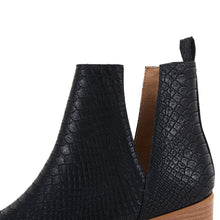 Load image into Gallery viewer, Black Faux Leather Closed Toe Ankle Booties