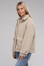 Load image into Gallery viewer, Black Cozy Sherpa Button-Front Jacket