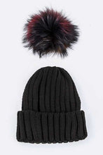 Load image into Gallery viewer, Mix Color Genuine Fur Pom Pom Beanie