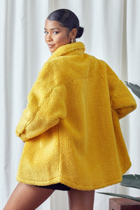 Fashionista Yellow Sherpa Fleece Long Sleeve Winter Coat