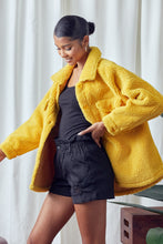 Load image into Gallery viewer, Fashionista Yellow Sherpa Fleece Long Sleeve Winter Coat