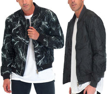 Load image into Gallery viewer, Men&#39;s Black Lightning Bomber Windbreaker Jacket