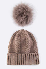 Load image into Gallery viewer, EMMEZ Raccoon Fur PomPom Cashmere Beanie