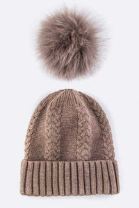 EMMEZ Raccoon Fur PomPom Cashmere Beanie