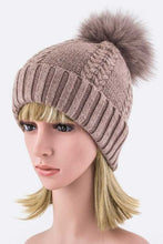 Load image into Gallery viewer, EMMEZ Raccoon Fur PomPom Cashmere Beanie