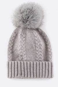 EMMEZ Raccoon Fur PomPom Cashmere Beanie