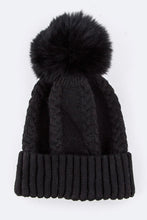 Load image into Gallery viewer, EMMEZ Raccoon Fur PomPom Cashmere Beanie