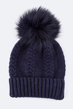 Load image into Gallery viewer, EMMEZ Raccoon Fur PomPom Cashmere Beanie