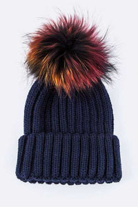 Mix Color EMMEZ Large Fur Pom Beanie