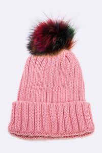 Mix Color EMMEZ Large Fur Pom Beanie