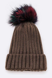 Mix Color EMMEZ Large Fur Pom Beanie