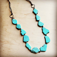 Load image into Gallery viewer, Blue Turquoise Slab Necklace with Leather Ties