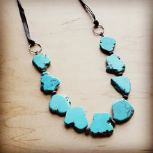 Load image into Gallery viewer, Blue Turquoise Slab Necklace with Leather Ties