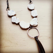 Load image into Gallery viewer, White Turquoise Necklace with Long Leather Tassel