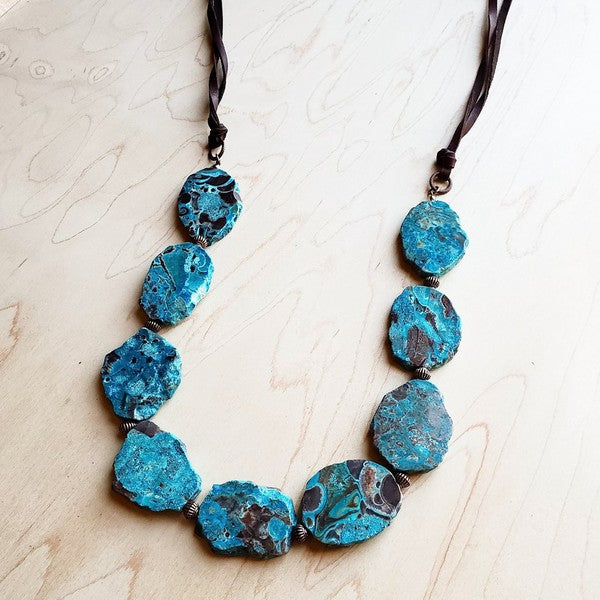 Genuine Ocean Agate Slab Necklace