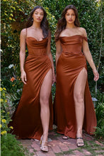 Load image into Gallery viewer, Lovely Olive Green Satin Off Shoulder Corset Style Gown
