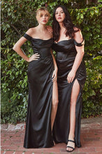 Load image into Gallery viewer, Lovely Black Satin Off Shoulder Corset Style Gown