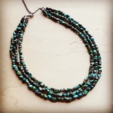 Load image into Gallery viewer, Triple Strand Turquoise &amp; Wood Collar Necklace