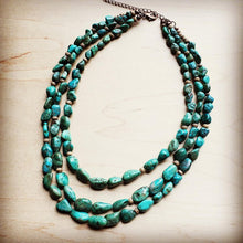 Load image into Gallery viewer, Triple Strand Turquoise &amp; Wood Collar Necklace