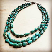 Load image into Gallery viewer, Triple Strand Turquoise &amp; Wood Collar Necklace